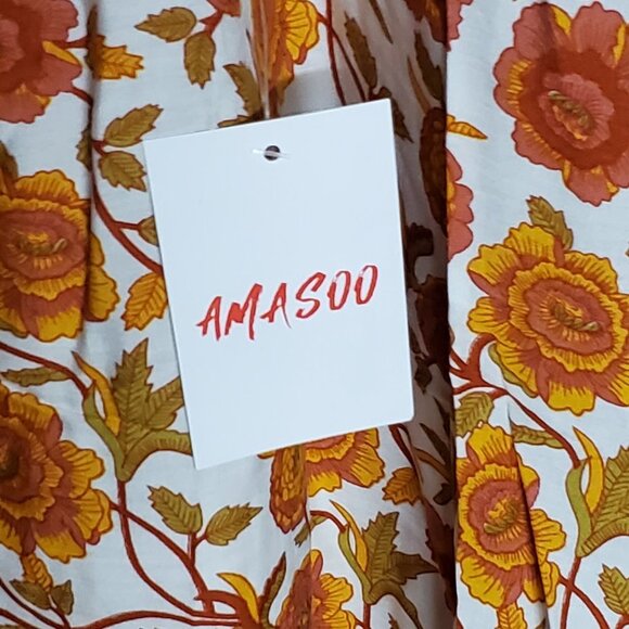 Orange Floral Button-Front Short-Sleeve Maxi Dress - Picture 3 of 7